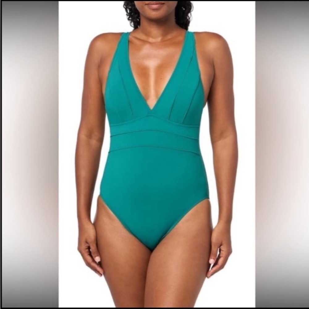 Profile by Gottex Women's Phoebe Deep Plunge One Piece NWT size 12